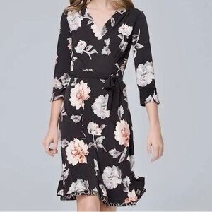 NWT WHBM faux wrap floral reversible jersey dress